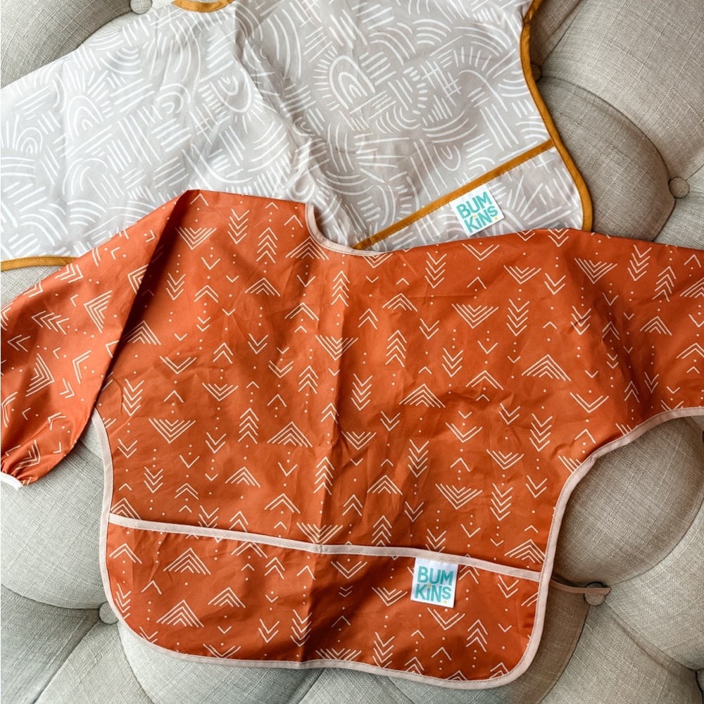 Bumkins Geometric Patterned Long Sleeve Bib Set of 2